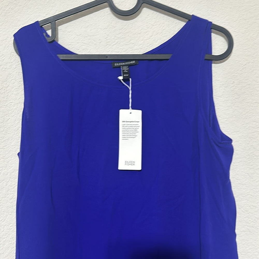 NWT Eileen Fisher Silk Georgette Crepe Scoop Neck Dress - Picture 10 of 11